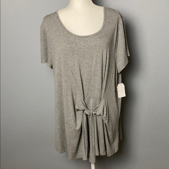 TIME & True Gray Tie Front Tee - Picture 1 of 9
